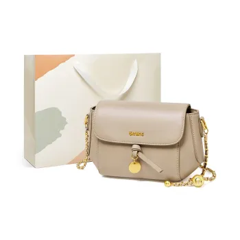 15 MINS Cow Leather Patchwork Synthetic Leather Chain Bag Crossbody Bag Shoulder Bag Women's Oat/Ecru
