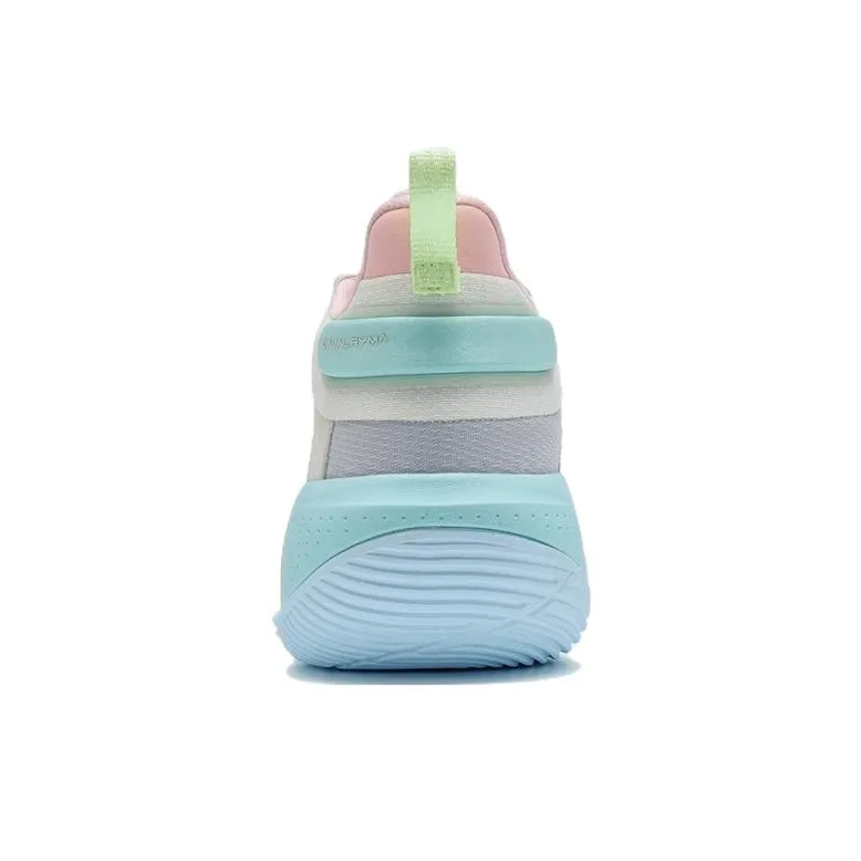PEAK Cavalry Cushioning Wear Resistant Low Top Performance Basketball Shoes Men's White Cyan Pink-3