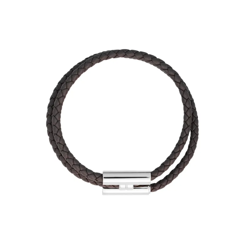 HERMES Cow Leather Bangles Men's Tin Gray-1