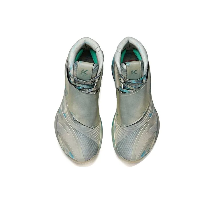Anta KT6 Norman Jiangshan Cushioning Anti-Slip And Wear-Resistant High-Top Basketball Shoes Gray Blue-2