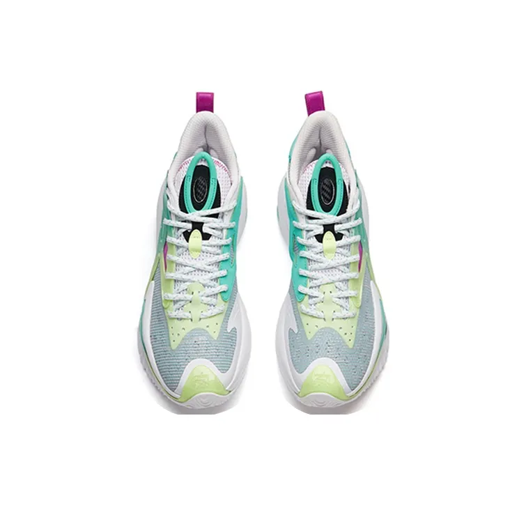 Anta Berserk 3 Abrasion Resistant Breathable Mid Top A Flashedge Basketball Shoes Men's White Green-3