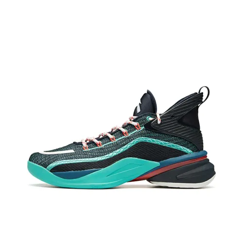 ANTA UFO2.0 Basketball Shoes Men High-Top Turquoise/Industrial Blue/Dark Blue Black