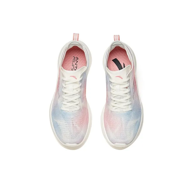 Anta Hydrogen Run III Wear-Resistant Slip-Resistant Low-Top Running Shoes Women's White Pink Blue-2