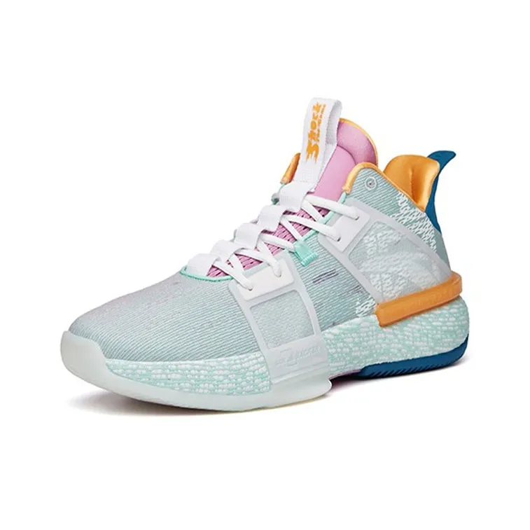 ANTA Impact 1 Basketball Shoes Men Mid Top Porcelain Green/Pink Purple-2