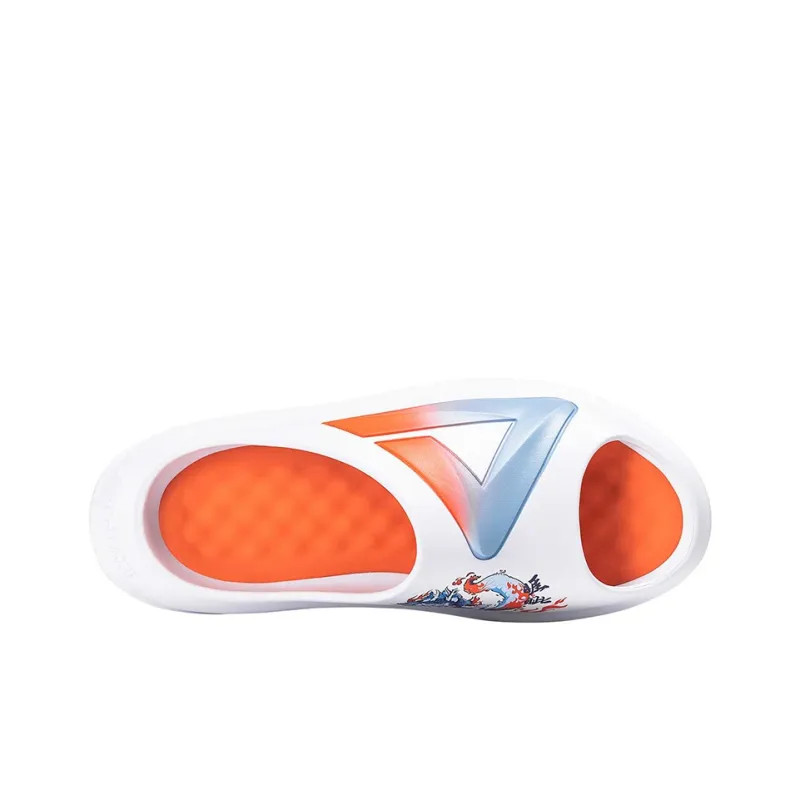 PEAK Statistic Sandals Rubber Sole Graffiti Slide Slippers Men's White Orange-3