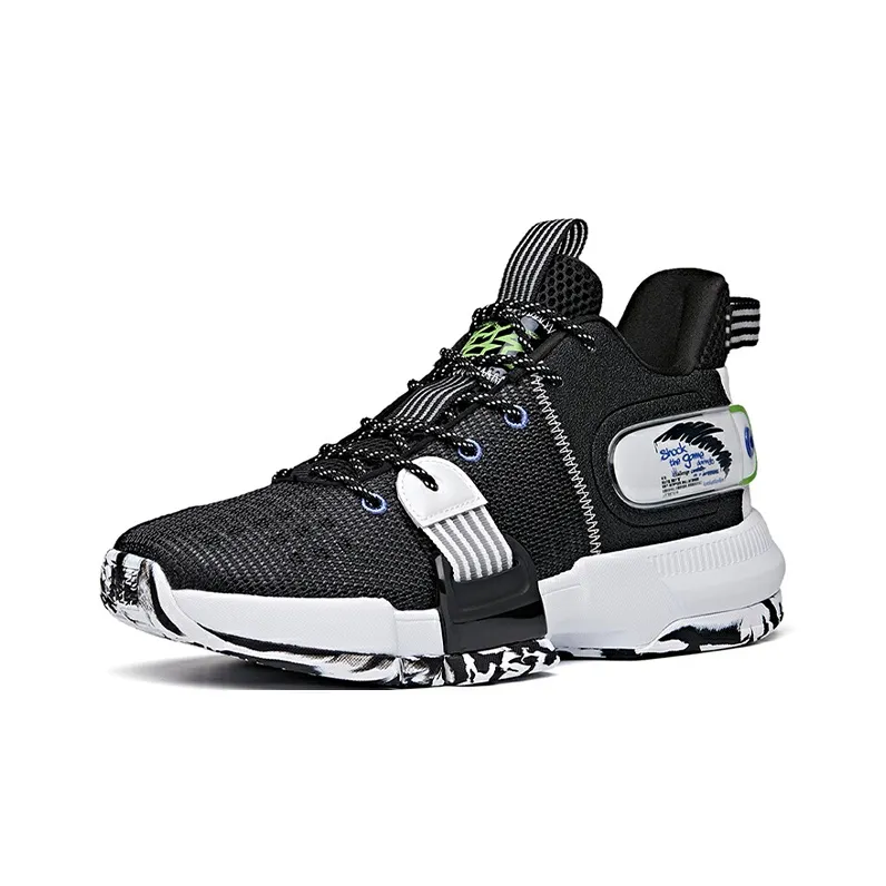 Anta Craze 2 Cushioning, Wear Resistant Low Top Basketball Shoes Men's Black White-1