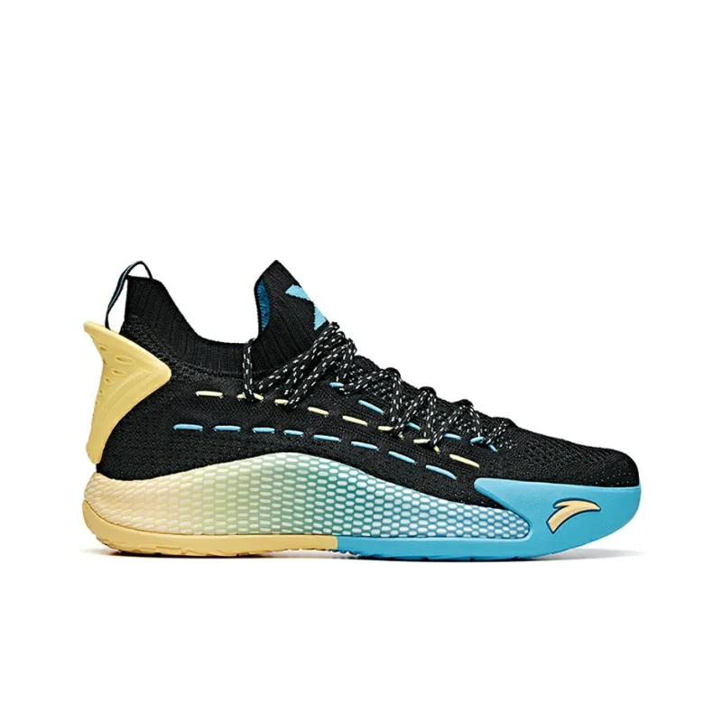 Anta KT5 Thompson Cushioning Anti-Slip And Wear-Resistant Mid-Top Performance Basketball Shoes Black Blue Yellow-1