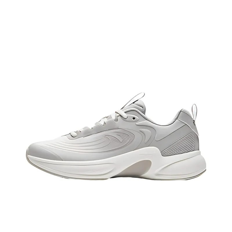 Anta C37+ Cushioned Slip Resistant Low Top Running Shoes Men's Gray White-0