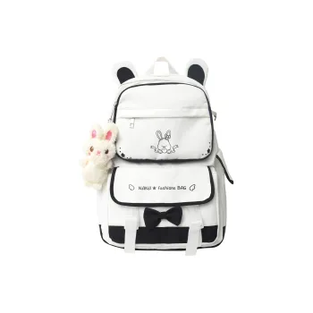 Cwatcun Nylon Backpack Unisex White & Black/White & Pink/White & Brown/White & Blue/Pink
