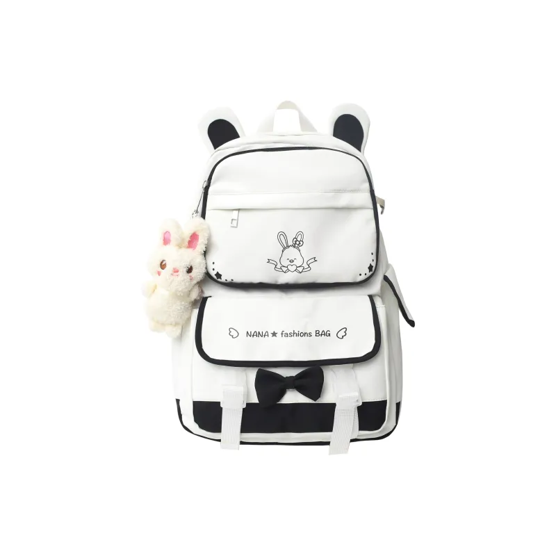 Cwatcun Nylon Backpack Unisex White & Black/White & Pink/White & Brown/White & Blue/Pink-0