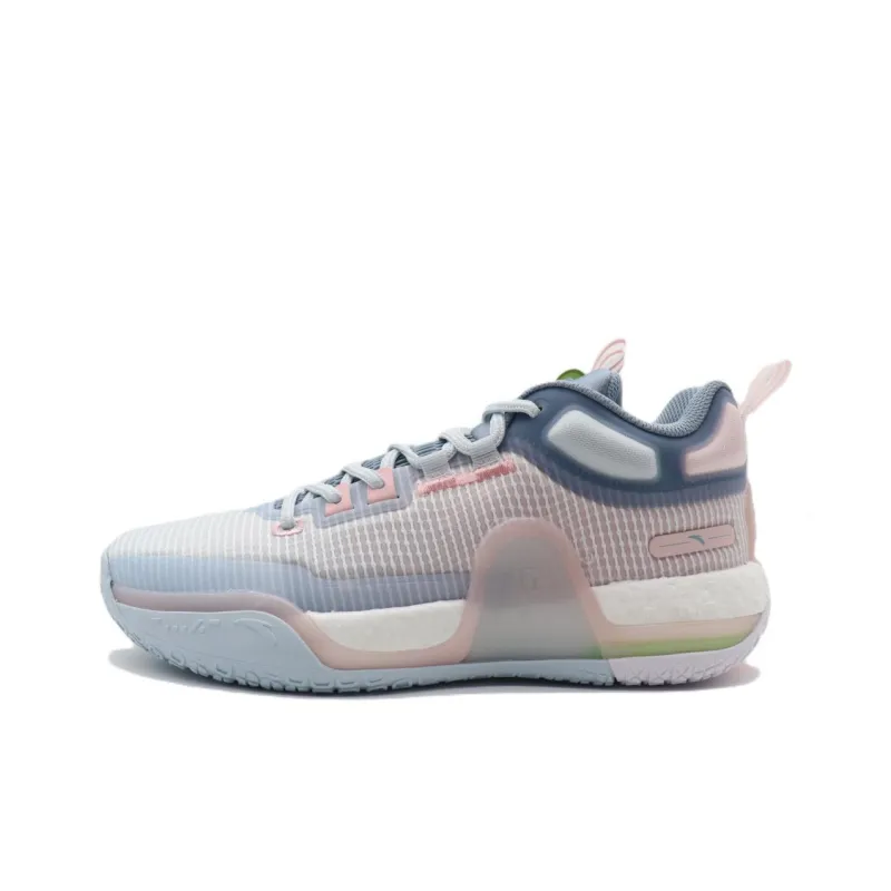 Anta Bastard Cushioning Anti Slip And Wear Resistant Mid Top Basketball Shoes Blue Pink-0