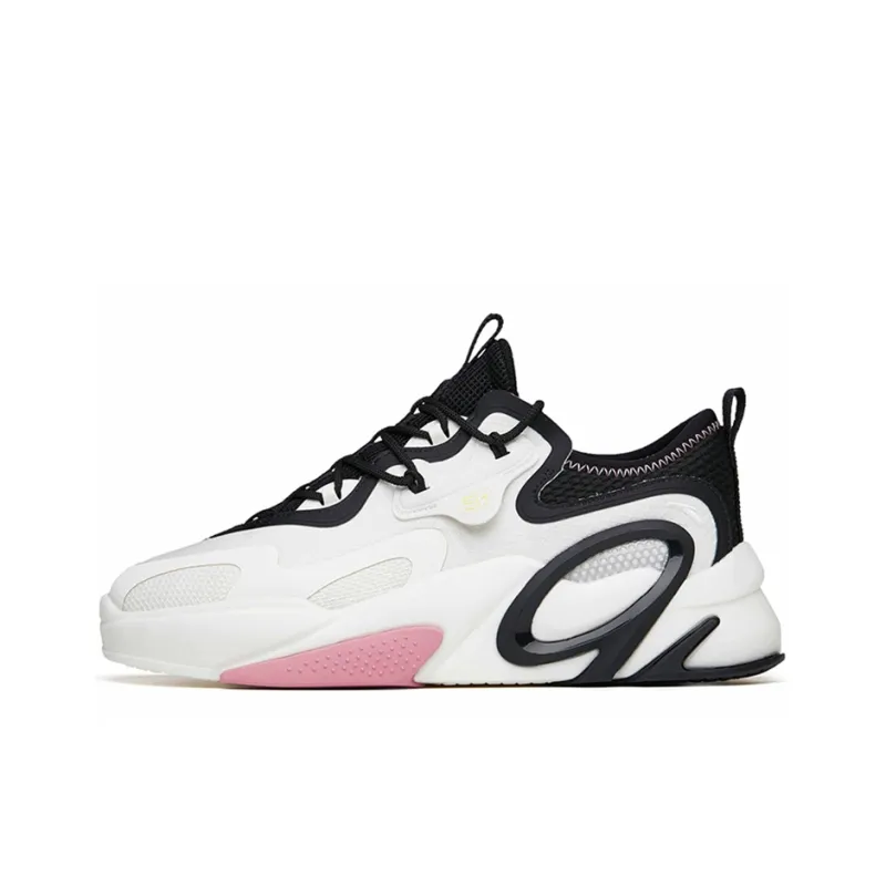 Anta AT91 Slip Resistant Cushioning Wear Resistant Low Top Skateboard Shoes Women's White Black-0