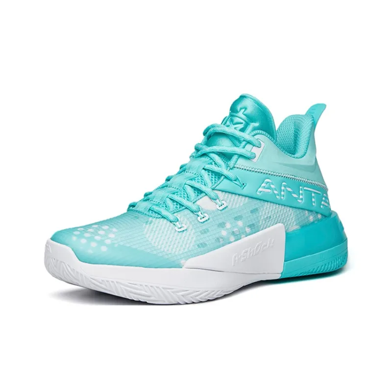 Anta Attack 2 Cushioning Anti-Slip And Wear-Resistant Coverage Mid-Top Basketball Shoes Men's Fluorescent Aqua Green-1