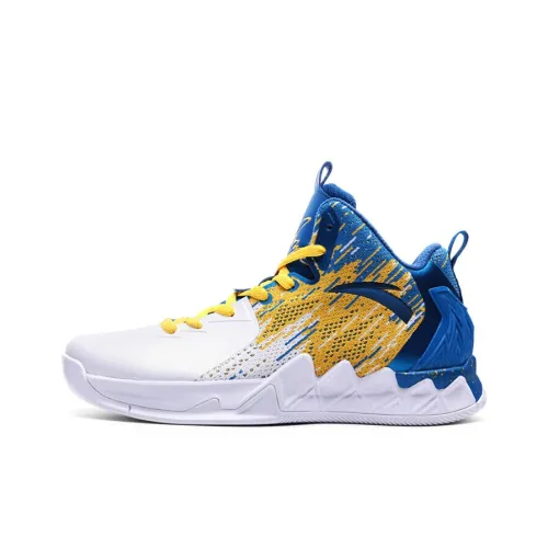 Anta KT2 Cushioning Anti Slip Wear Resistant Breathability Low Top Performance Basketball Shoes Men's White Blue Yellow