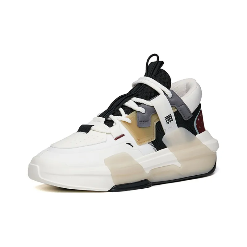 Anta Bastard 3.0 Abrasion Resistant Breathable Mid Top Skateboard Shoes Men's White Black Gray-1