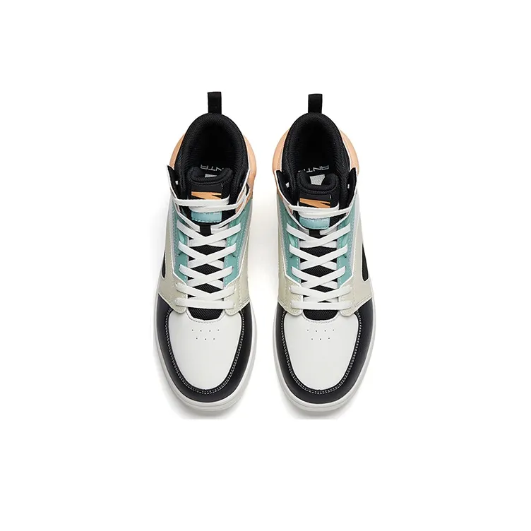 Anta Street Naughty High-Top Skateboard Shoes Women's White Black-3