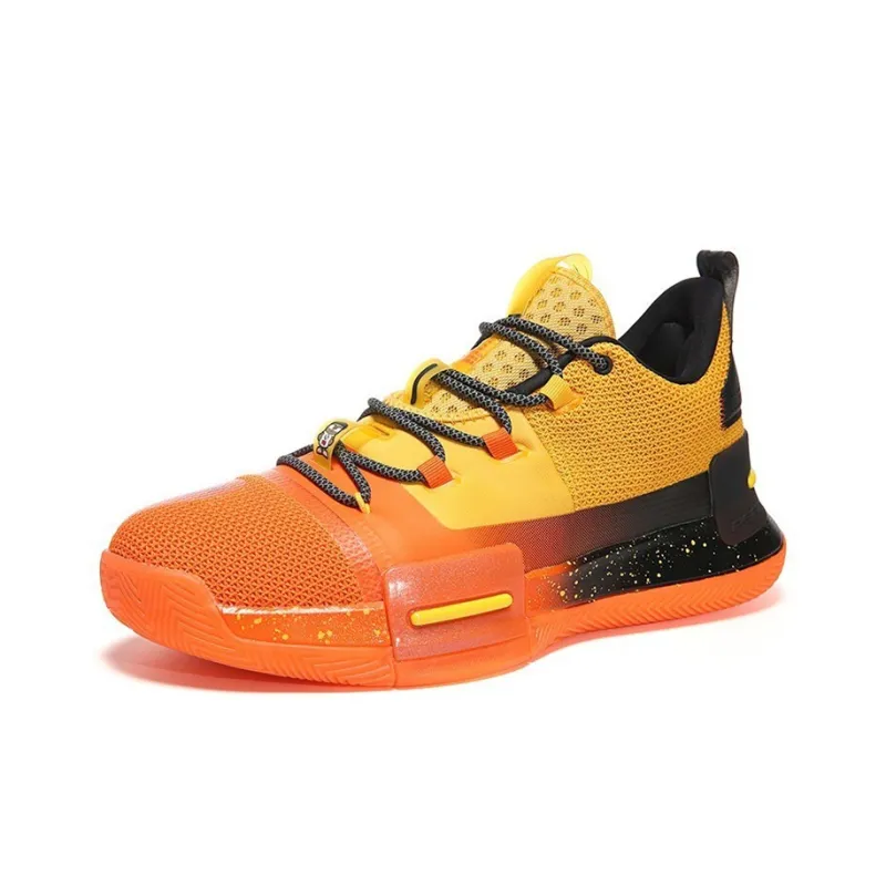 PEAK Flash Cushioning Anti Slip And Wear Resistant Coverage Balance Low Top Basketball Shoes Men's Orange Yellow-2