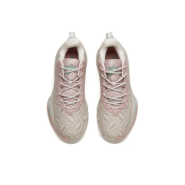 Anta The Dagger 5 Cushioning Anti-Slip And Wear-Resistant Low-Top Basketball Shoes Gray Pink Gray-3