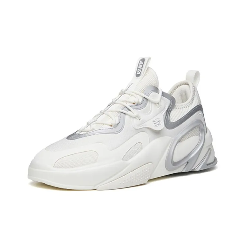 Anta AT91 Slip-Resistant Cushioning Wear-Resistant Low-Top Skateboard Shoes Men's White Silver-2