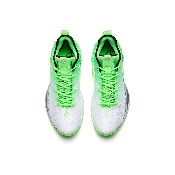 ANTA GH3 Basketball Shoes Men Low Top ANTA White/Fluorescent Holographic Green/Black-2