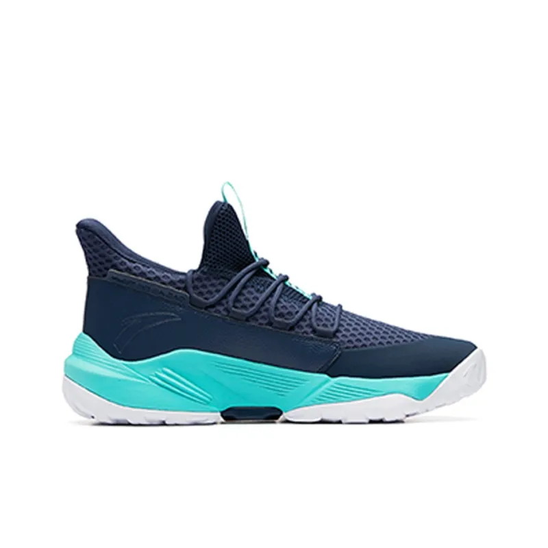 Anta Bastard Cushioning Anti Slip Wear Resistant Breathability Mid Top Vintage Basketball Shoes Men's Blue-1