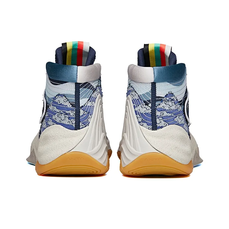 Anta Thompson KT6 Collection Anti Slip Wear Resistant Mid Top Basketball Shoes Men's Ink Blue-3
