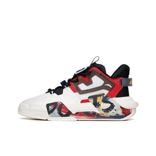 Anta Bastard Coverage Slip Resistant Warm Low Top Skateboard Shoes Women's White Black Red