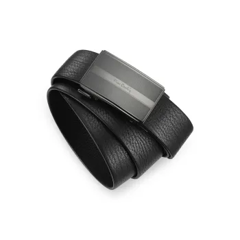 PIERRE CARDIN Top Grain Cow Leather Men's Pant Belt Men's Black 3.45cm