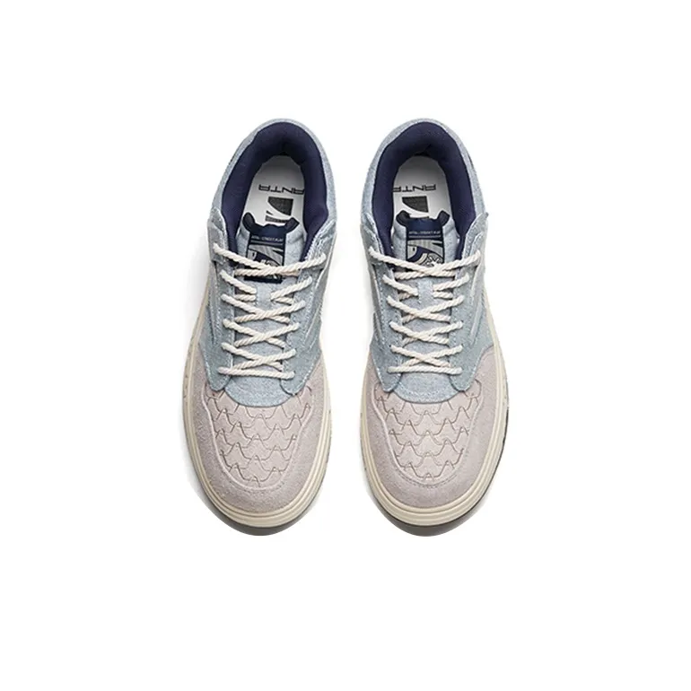 Anta Street Naughty Slip Resistant Cushioning Abrasion Resistant Low Top Skateboard Shoes Men's Gray Blue-3