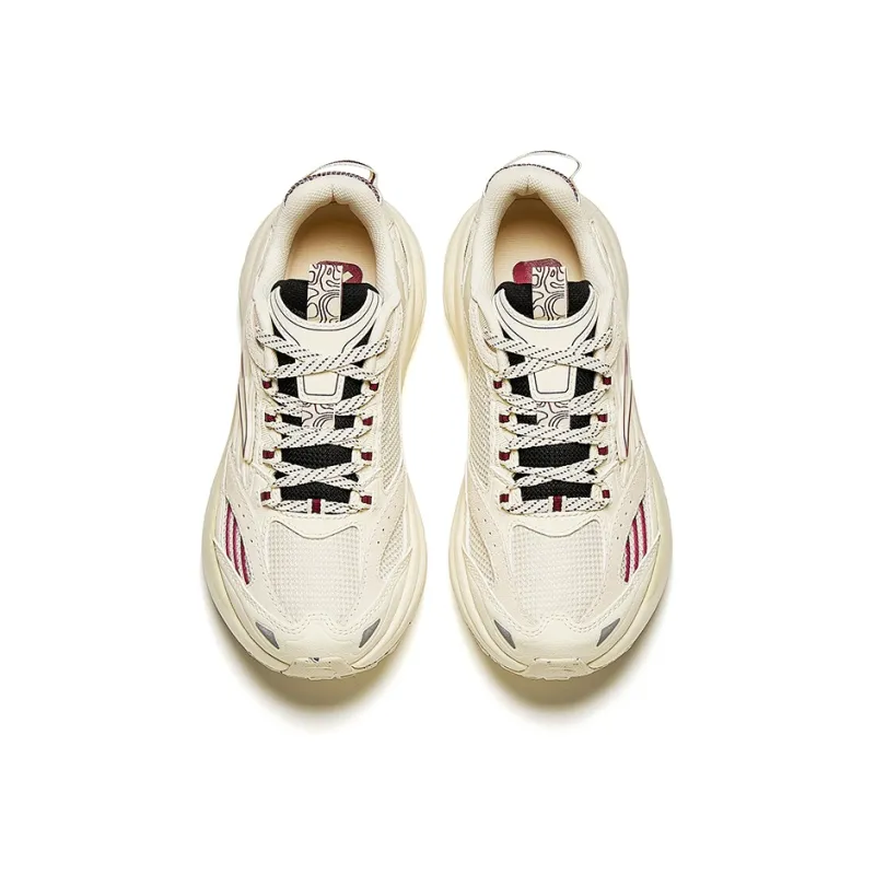 Anta AT957 Cushioning, Wear Resistant Low Top Running Shoes Women's White Black Red-2