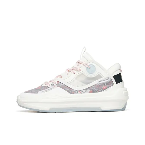 ANTA C37 2.0 Skateboard Shoes Women's Mid-Top Ivory White/University Red