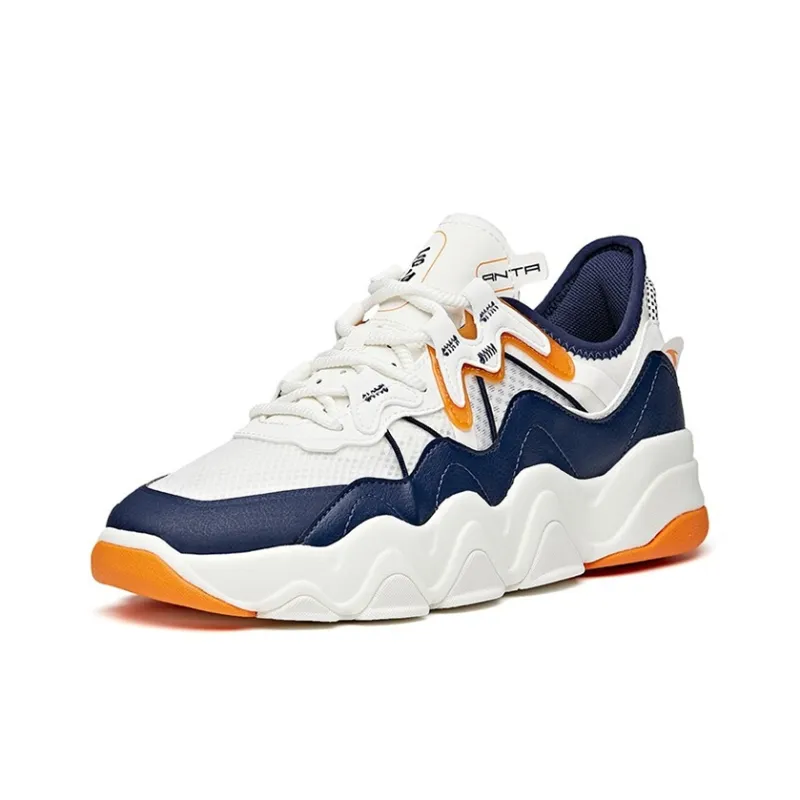 Anta Young Generation Low-Top Running Shoes Men's White Blue Yellow-2