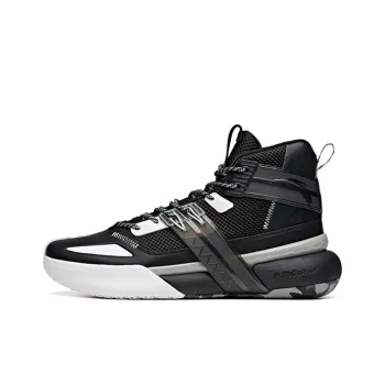 Anta Crazy 4 Slip Resistant Cushioning Wear Resistant High Top Performance Basketball Shoes Black White