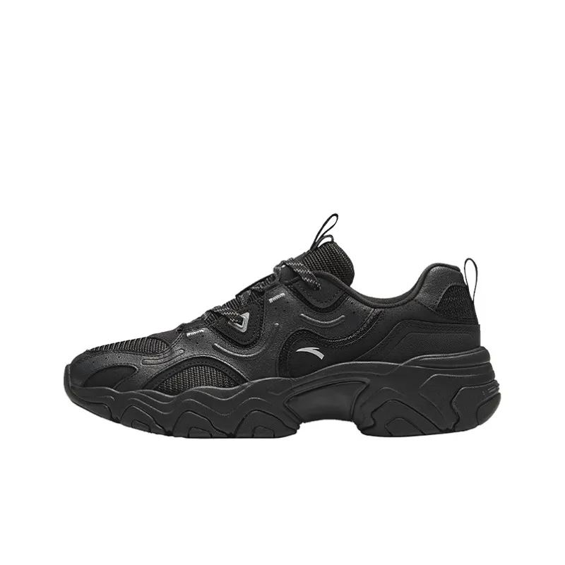 Anta Meteorite Cushioning Anti Slip And Wear Resistant Low Top Chunky Sneakers Men's Black-0