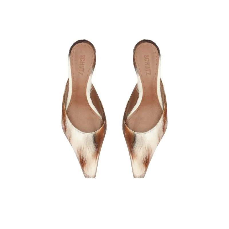 Schutz Closed Toe Slippers 5.3cm Women's White Brown-4