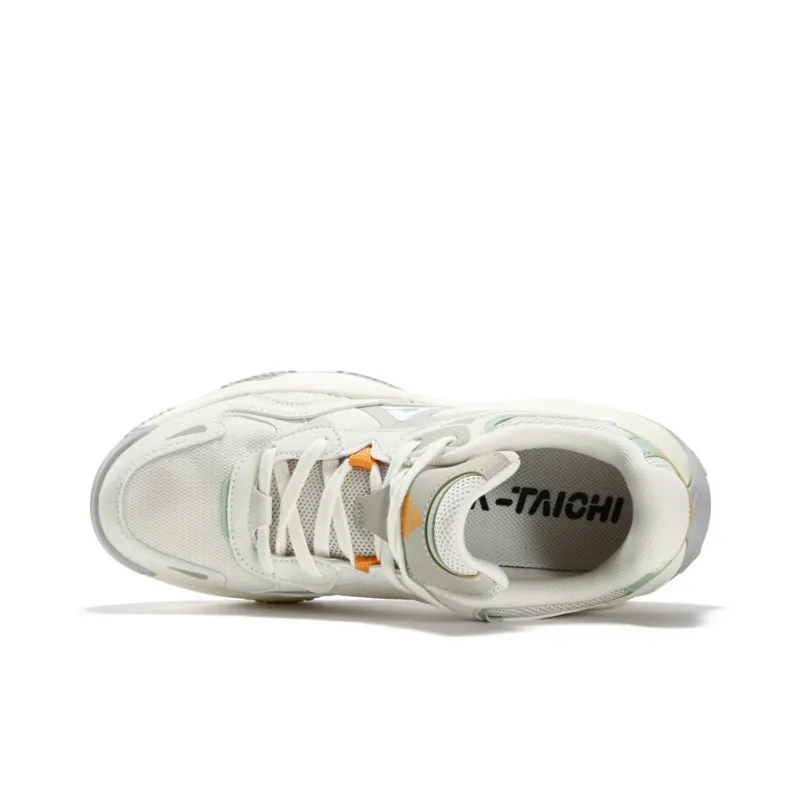 PEAK Taichi Puffy Shoes Wear Resistant Low Top Casual Shoes Unisex White-6