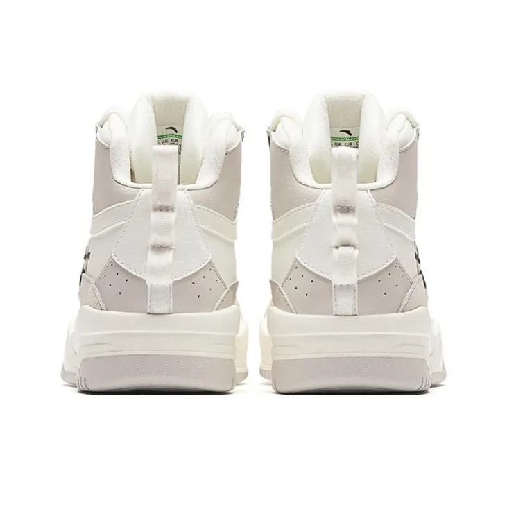 Anta Wave Shoes Non slip Lightweight Mid Top Skateboard Shoes Women's White-3