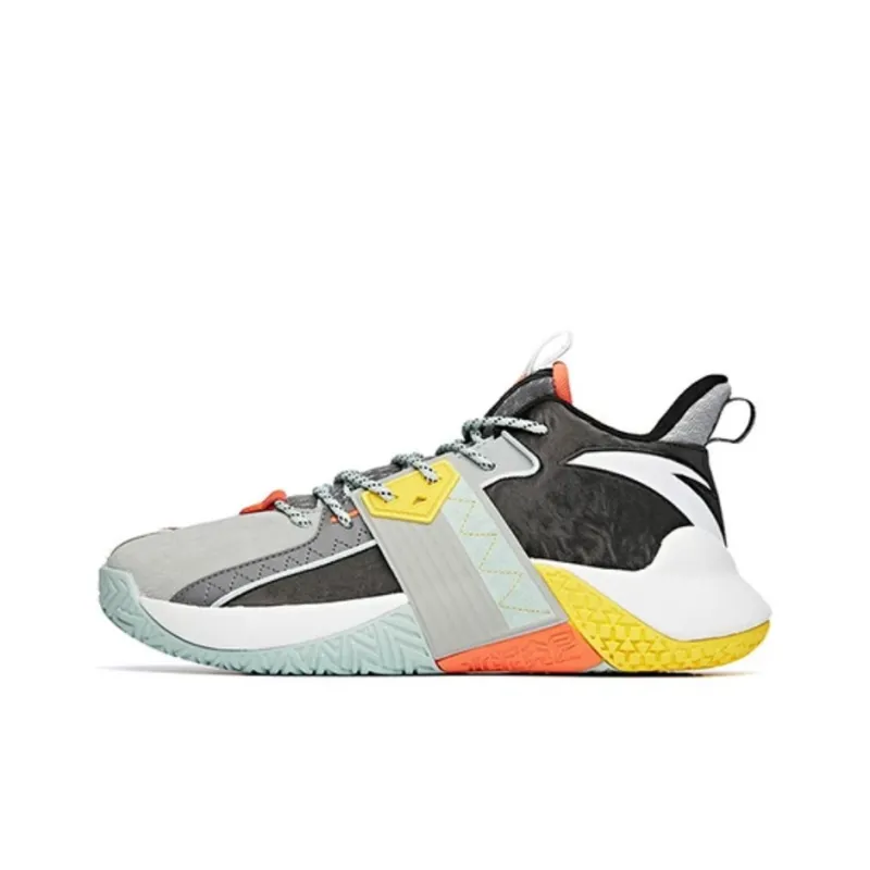 ANTA Cement Busters Basketball Shoes Men Mid Top Black/Gray/Yellow-0