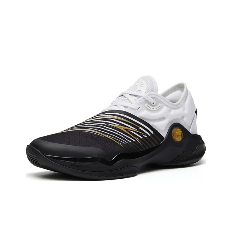 Anta Skyline 1 Low Kal'tsit Rotation Anti Slip Wear Resistant Low Top Basketball Shoes Men's White Black Gold-2