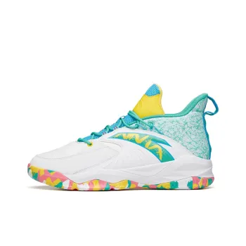 Anta Rhomboid Cushioning Anti Slip And Wear Resistant High Top Basketball Shoes Men's White Green