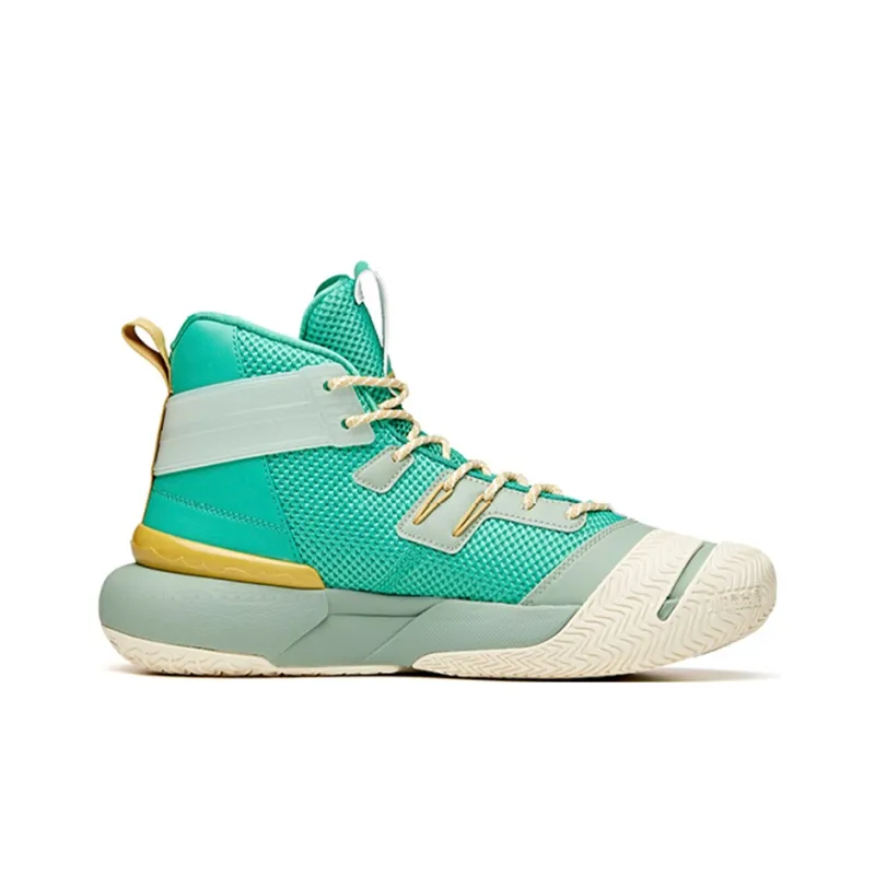 Anta Crazy 4 High Top Performance Basketball Shoes Men's Green Yellow-1