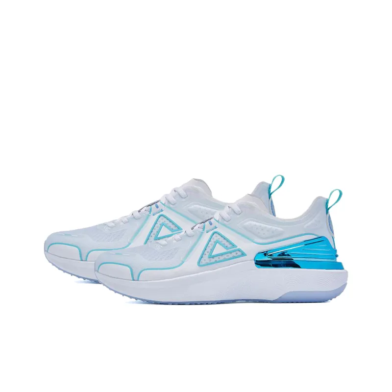 PEAK Taichi 4.0 Pro Cushioned Anti Slip Wear Resistant Breathable Lightweight Low Top Running Shoes Men's White Blue-2