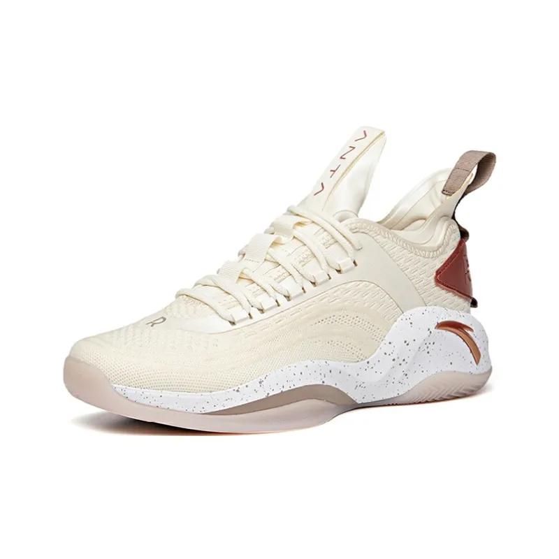 Anta RR6 Cushioning Breathable Low Top Performance Basketball Shoes Men's Light Beige White-1