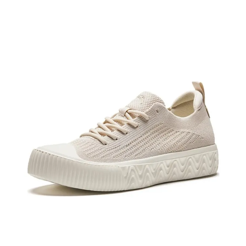 Anta Flyknit Slip-Resistant Breathable Low-Top Skateboard Shoes Men's Muddy Sandy Gray-1