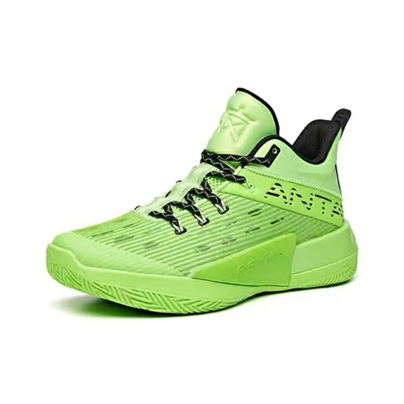 Anta Attack 2 Cushioning Anti Slip And Wear Resistant Mid Top Basketball Shoes Men's Black Green-2