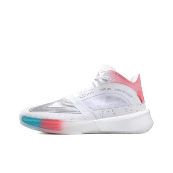 PEAK Taichi Ripple Triangle Anti Slip And Wear Resistant Breathable Mid Top Basketball Shoes Men's All White
