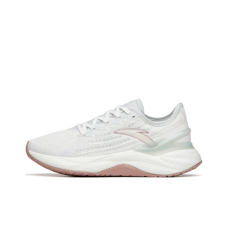 Anta Tron 2.0 Cushioning Anti Slip And Wear Resistant Low Top Running Shoes Women's White Pink Green-0
