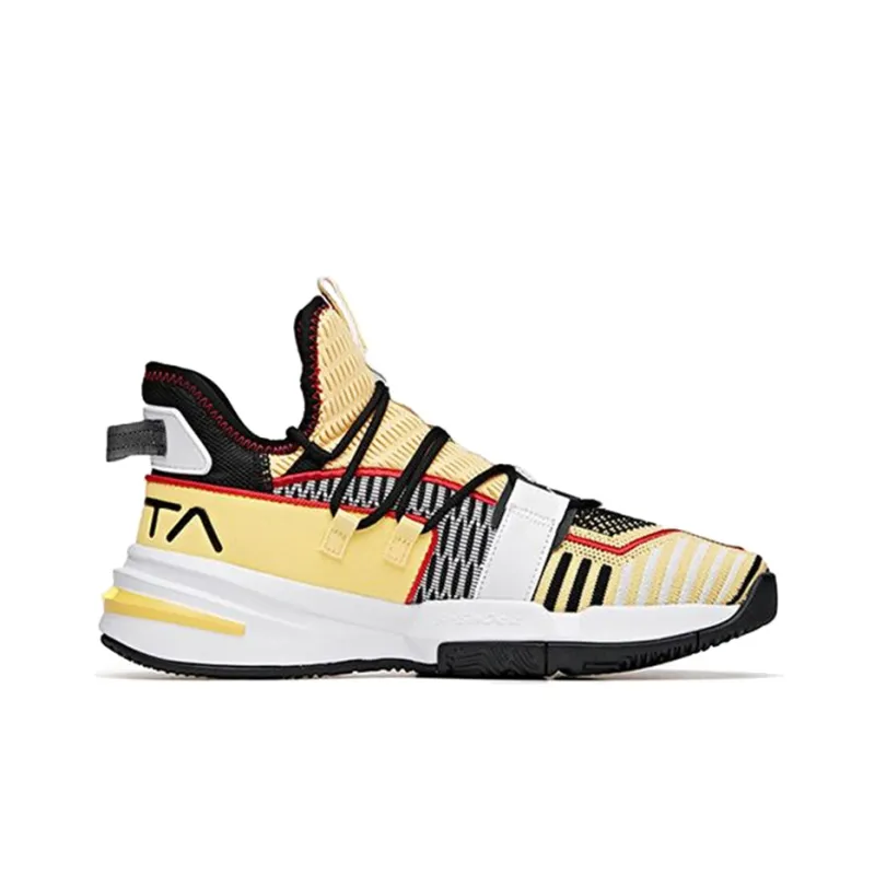 Anta Craze 1 Cushioned Slip Resistant Mid Top Basketball Shoes Men's Black Yellow-1