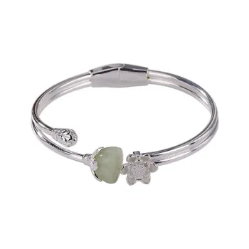 Tinessy Bangles Pale Greenish White Jade Women's
