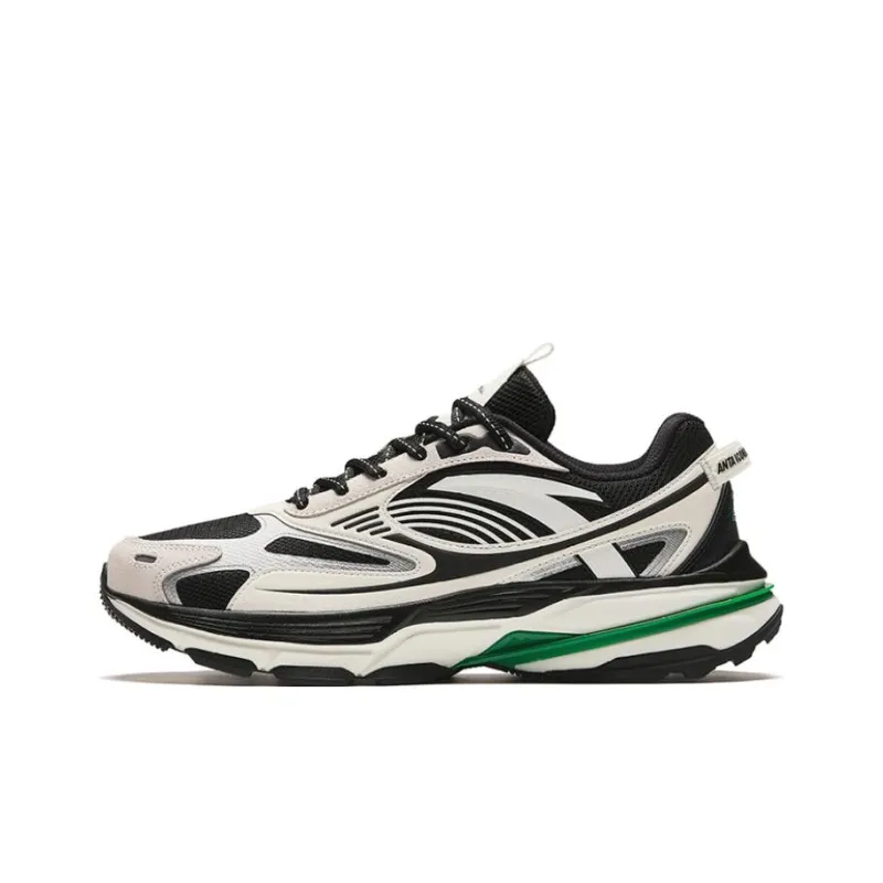Anta Walker Durable Breathable Low Top Running Shoes Men's Black White-0